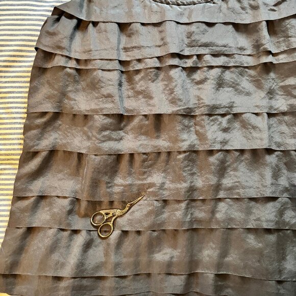 Eileen Fisher Gray Silk Habutai Ruffled Tank-- Size small-- EUC - Picture 5 of 8